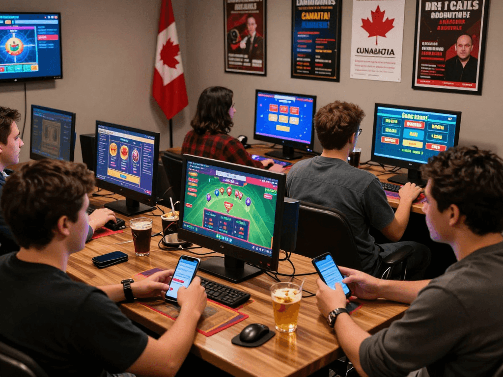 Experience the excitement to gamble online Canada with friends in a lively gaming session showcasing various betting options.