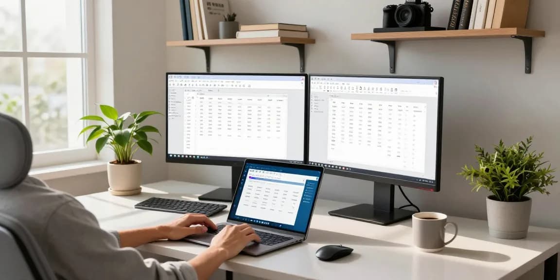WPS Download seen on laptop in a modern home office showcasing productivity tools.