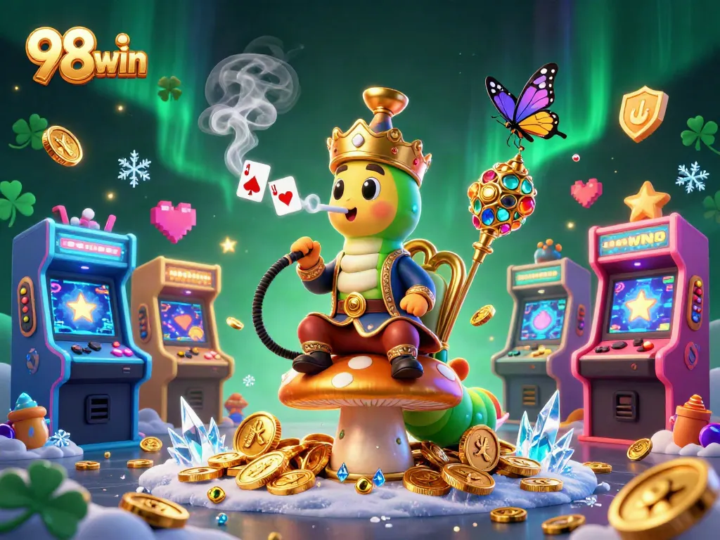 Engage in exhilarating games with 98win's vibrant casino atmosphere filled with iconic characters.