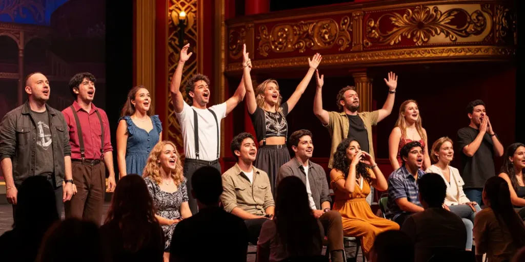 Audience captivated by a ROKOK88 slot performance in a lavish theatre setting.